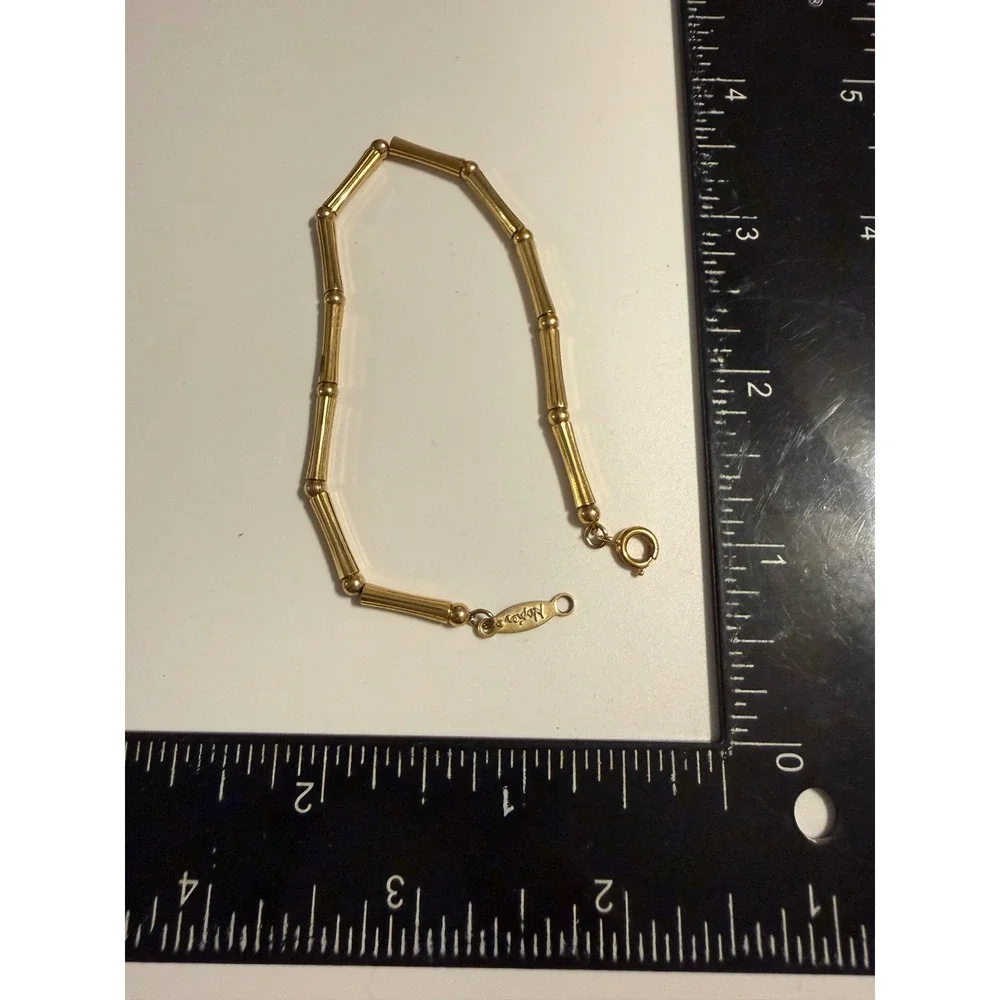 Napier Gold Tone Bar and Bead Link Bracelet Vintage Minimalist Jewelry